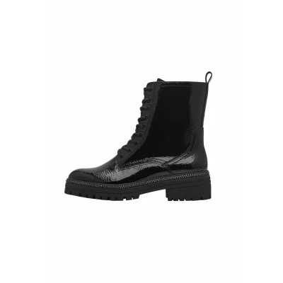 Abbildung von MARCO TOZZI Damen Stiefeletten zum Schnüren mit Blockabsatz Reißverschluss, Schwarz (Black Patent), 42 EU