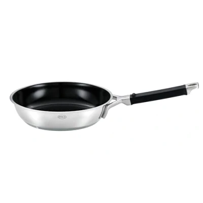 Abbildung von RÖSLE SILENCE PRO CeraPlus Bratpfanne Ø 20 cm, Antihaft &amp; Robust Hitzebeständig bis 260 C, Keramikversiegelung, spülmaschinengeeignet, Edelstahl 18/10, Siberfarben/Schwarz, 39,1 x 21,5 8,5 cm