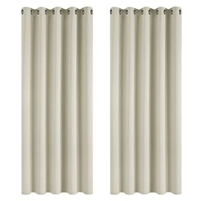 Abbildung von Deconovo Blickdichte Gardinen Kälteschutzvorhang Blickdicht Vorhang Verdunkelung, 138x168 cm(HöhexBreite), Hellbeige, 2er Set