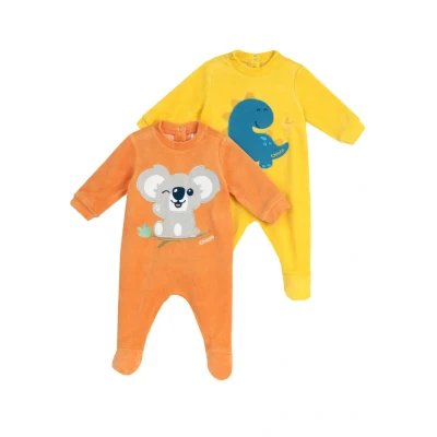 Abbildung von Chicco Set aus Chenille Stramplern mit Fuß, Winter Schlafanzüge Baby Unisex, Gelb/Orange, 3 monate (pack of 2)