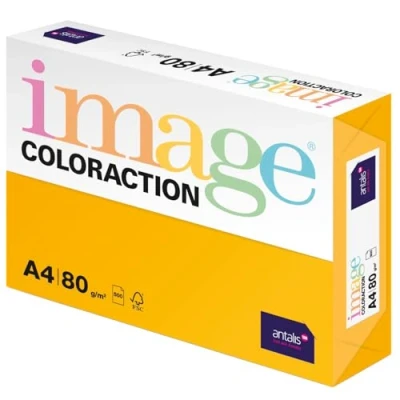Abbildung von Image Coloraction Hawai farbiges Kopierpapier DIN A4, 210 x 297 mm, 80 g/m² buntes, holzfreies Druckerpapier für Kopierer 500 Blatt Intensivgelb