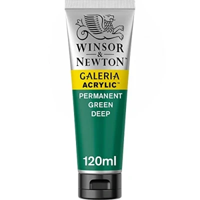 Abbildung von Winsor &amp; Newton 2131482 Galeria Acrylfarbe, hohe Pigmentierung, lichtecht, buttrige Konsistenz, 120 ml Tube Permanentgrün Dunkel