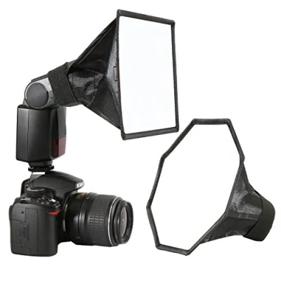 Abbildung von waka Blitzgerät Softbox Speedlight Diffusor Kit 20cm Achteck + 20x15cm für Blitzgerät, Universalhalterung Canon, Yongnuo und Nikon