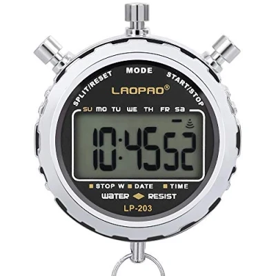 Abbildung von Digitale Stoppuhr,Laopao Handheld Großes LCD Display Wasserdicht täglich Alarm 1/100 Sekunden Precision Timer Für Fussball Sports Training