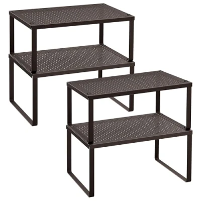 Abbildung von SONGMICS Gewürzregal, 2er Set, Küchenregal, Küchen Organizer, Küche, Gewürzhalter, erweiterbar, stapelbar, kleines Regal, Metall, braun KCS01BR
