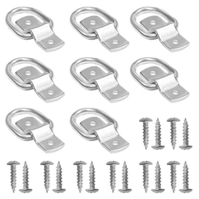 Abbildung von Belle Vous Eisen Zurring Zurröse D Ringe Set mit Halterung &amp; Schrauben (8 Stück) 4,6 x 3,8 cm 400 kg Traglast Sicherheitsanker Ladehaken Halter für Boote, Anhänger, Fracht, Lastwagen