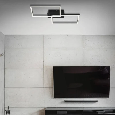 Abbildung von BRILONER LED Deckenlampe mit Fernbedienung, dimmbar, einstellbar von warmweiß bis neutralweiß, Lampe, Deckenleuchte, Wohnzimmerlampe, Schlafzimmerlampe, Küchenlampe, 50x38,8x7,8 cm, Schwarz