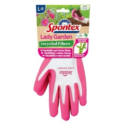 Abbildung von Spontex Lady Garden Gartenhandschuhe mit extra weichem Strick aus Bambus Viskosefasern und recyceltem PET, Größe L, 1 Paar, Farbe nicht frei wählbar