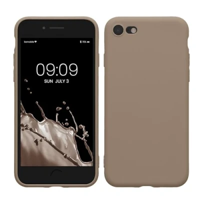 Abbildung von kwmobile Handyhülle kompatibel mit Apple iPhone SE (2022) / (2020) 8 7 Hülle Handy Case aus weichem Silikon in Taupe