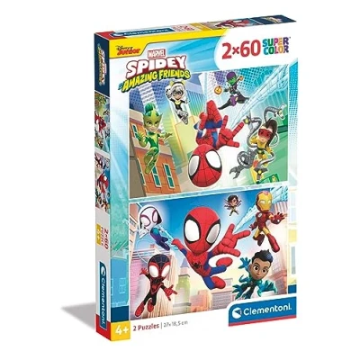 Abbildung von Clementoni 21625 Supercolor Puzzle Marvel Spidey and His Amazing Friends 2 60 Teile Ab 4 Jahren, Buntes Kinderpuzzle Mit Besonderer Leuchtkraft &amp; Farbintensität