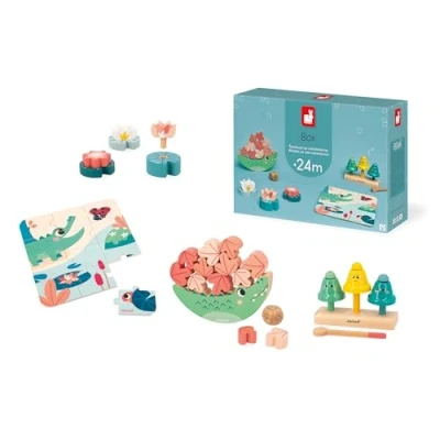 Abbildung von Janod Baby Spielbox 24 Monate Lernspiel mit Puzzle und manuellen Aktivitäten für Kinder Ideal Kindern von 2 Jahren Aktivitätsspielzeug die Psychomotorische Entwicklung J04065