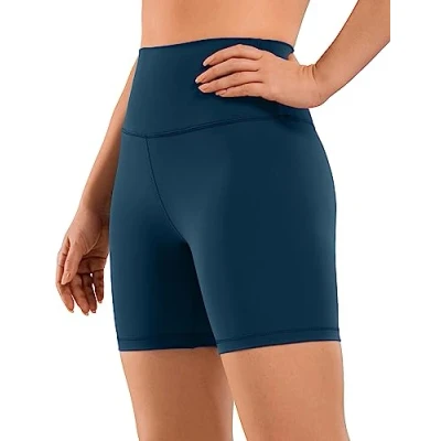 Abbildung von CRZ Yoga Naked Feeling Damen Kurze Leggings High Waist Blickdicht Fithess Shorts Radlerhose Sporthose 15cm FRANZÖSISCHE Marine 38