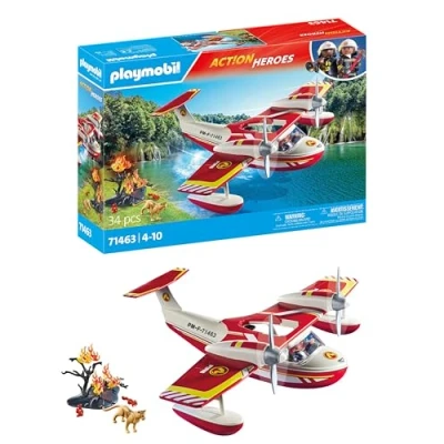 Abbildung von PLAYMOBIL Action Heroes 71463 Feuerwehrflugzeug mit Löschfunktion, heldenhafte Rettungsmissionen, inklusive Feuerwehrmann und vielfältigem Zubehör, detailreiches Spielzeug für Kinder ab 4 Jahren