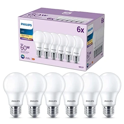 Abbildung von Philips Classic LED E27 Lampe, 60W, matt, warmweiß, nicht dimmbar, 6er Pack