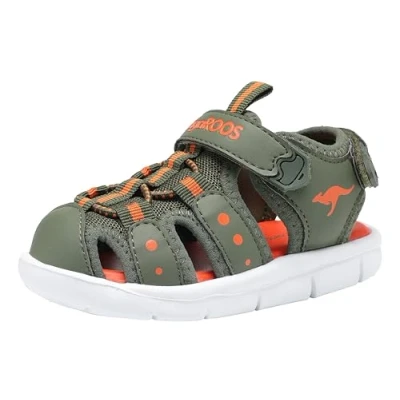 Abbildung von KangaROOS Jungen Unisex Kinder K Mini Sandale, Military Green/Flame, 24 EU