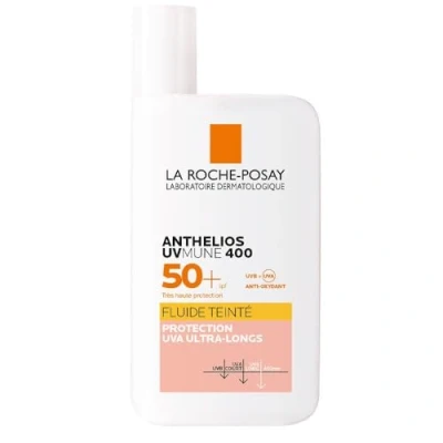 Abbildung von La Roche Posay Getöntes Sonnenfluid für empfindliche, zu Sonnenallergie neigende Haut, LSF 50+, Mit Mexoryl und Netlock Technologie, Invisible Fluid Getönt, Anthelios UVMune 400, 50 ml