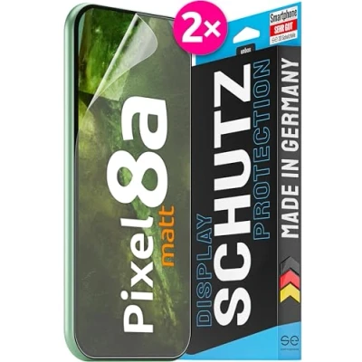 Abbildung von 2x se® 3D SCHUTZFOLIE Entspiegelt für Google Pixel 8a,Anti Staub, 100% Fingerabdruck &amp; FaceID kompatibel, einfache blasenfreie Installation, Ultra Klar, Stoß Kratzfest, aus Deutschland