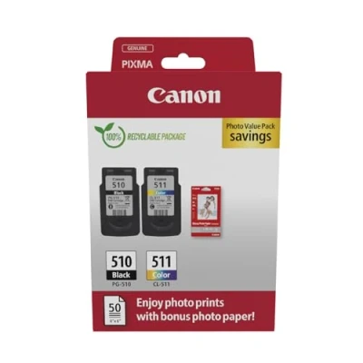 Abbildung von Canon Tinte &amp; Papier Multipack PG 560XL/CL 561XL Original Tintenpatronen 2er Pack (1 x Schwarz XL, 1 Farbe XL) 4x6 Fotopapier (50 Blatt) Kompatibel PIXMA Druckern