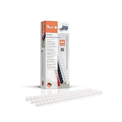 Abbildung von Peach Plastikbinderücken A4 10mm 65 Blatt 100 Stück weiß PB410 01