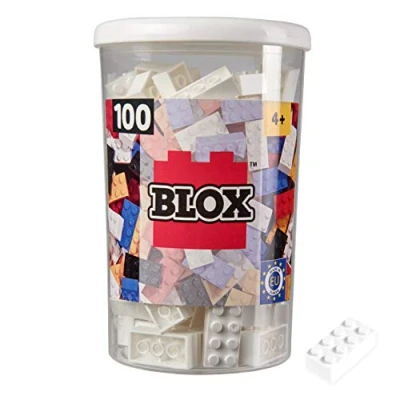 Abbildung von Simba 104118915 Blox, 100 weiße Bausteine für Kinder ab 3 Jahren, 8er Steine, inklusive Dose, hohe Qualität, vollkompatibel mit vielen anderen Herstellern, Weiß