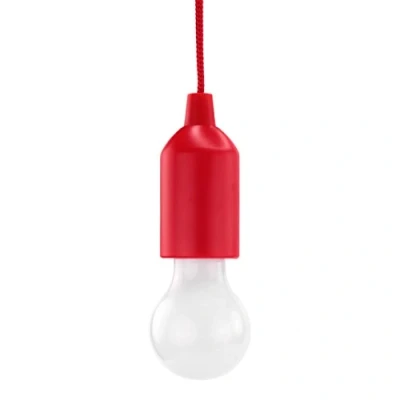 Abbildung von HyCell Pull Light in rot mit Zugschalter inkl. AAA Batterien tragbare LED Lampe warmweiß mobile Leuchte ideal für Garten Schuppen Zelt Camping Dachboden Kleiderschrank oder Party Dekoration