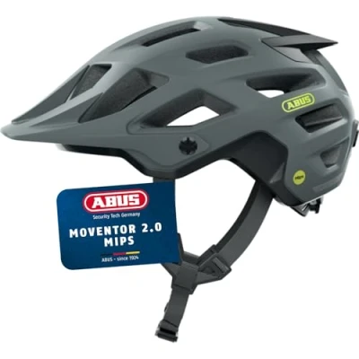 Abbildung von ABUS MTB Helm Moventor 2.0 MIPS Fahrradhelm mit Aufprallschutz für den Geländeeinsatz auf dem Mountainbike All Mountain Damen und Herren Grau Matt, M