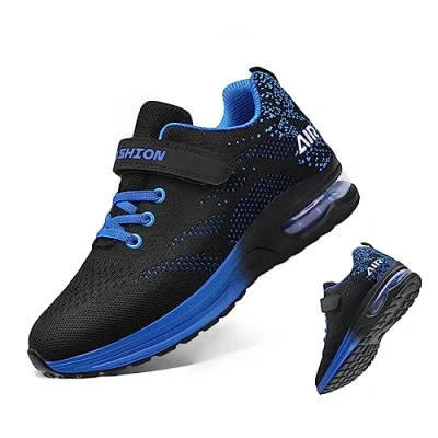 Abbildung von ASHION Kinder Turnschuhe Mädchen Sneaker Kinderschuhe Mesh Atmungsaktiv Outdoor Laufschuhe(Blau,34EU)