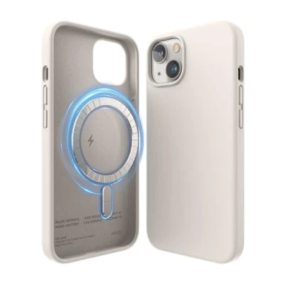 Abbildung von elago Magnetische Silikonhülle Kompatibel mit iPhone 13 Hülle (6.1&quot;) MagSafe, Eingebaute Magnete, Hochwertiges Silikon, Schutzhülle, MagSafe Zubehör (Taupe)