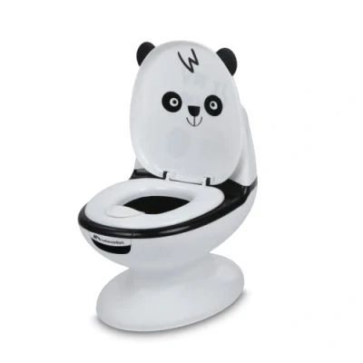 Abbildung von Bebeconfort Minitoilette, Töpfchen Baby, 14 Jahre, 020 kg, lebensechtes Design mit Spritzschutz, echtes Spülgeräusch, abnehmbare Schüssel, leicht zu reinigen, Gummifuß, Panda Bär