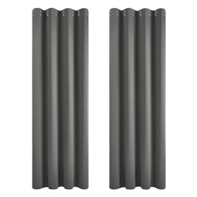 Abbildung von Deconovo Gardinen Blickdicht Vorhang Schlafzimmer Kälteschutz Vorhänge Blickdicht, 214x117cm(HöhexBreite), Hellgrau, 2er Set
