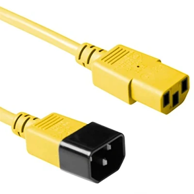 Abbildung von ACT Kaltgerätekabel 3m, C13 zu C14 Verlängerung, IEC Stecker Buchse 3 Pin AK5119 Gelb