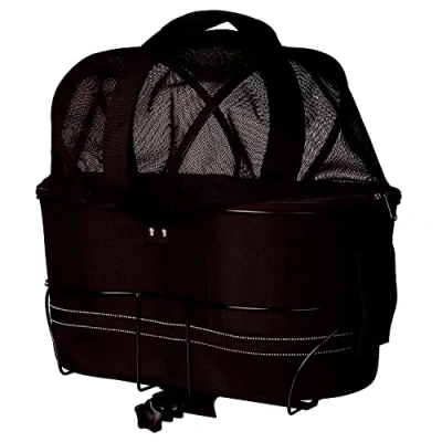 Abbildung von TRIXIE Fahrradkorb für Hunde bis 6 kg 29 x 42 48 cm Hundefahrradkorb den Gepäckträger mit stabilem Metallrahmen, weicher Polsterung und Netzabdeckung, 13118