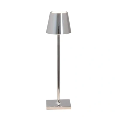 Abbildung von Zafferano, Poldina Micro Lampe mit Glänzendem Chrom Finish, Kabellose, Wiederaufladbare Tischlampe Touch Control, Geeignet für den Innenbereich, Dimmer, 2200 3000 K, Höhe 27,5 cm