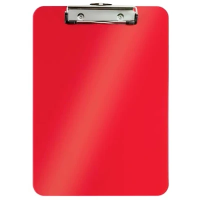 Abbildung von Leitz WOW A4 Klemmbrett, hochwertiges Klemmbrett aus Hartplastik, Starke Metall Klemmmechanik für bis zu 80 Blatt, Ideal Büros, Arztpraxen, Vereine, Geschäfte, Rot, 39710026