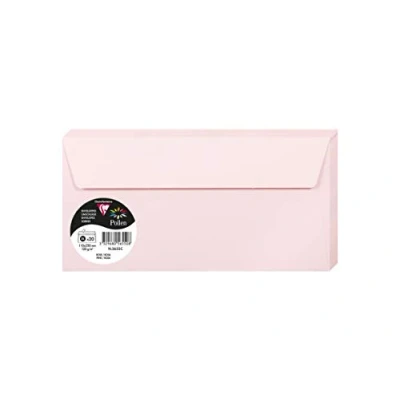 Abbildung von Clairefontaine 5655C Packung mit 20 Umschläge Pollen, Format DL, 110 x 220 mm, 120g, ideal für Einladungen und Korrespondenz, Rosa, 1 Pack
