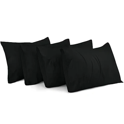 Abbildung von Utopia Bedding Kissenbezug 50x80 4er Set Kopfkissenbezug aus 100% gebürsteter Mikrofaser mit Umschlagverschluss Falten , verblassen und schmutzabweisende Kissenbezüge Schwarz