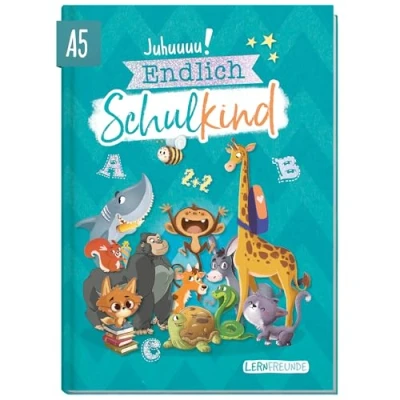 Abbildung von Endlich Schulkind! A5 Erinnerungsbuch zur Einschulung &quot;Rasselbande&quot; Hardcover Einschulungsalbum Schulanfang Geschenk für die Schultüte, erster Schultag nachhaltig &amp; klimafreundlich