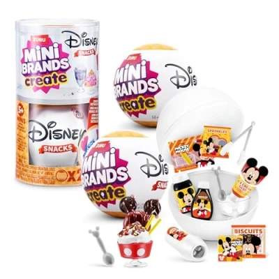 Abbildung von Mini Brands Create Disney Snacks Serie 1 Kapsel von ZURU Minis zum Sammeln, Blindverpackung, DIY, Basteln, Harz Spielen, Neuheit, Lebensmittelnachbildungen, ab 8 Jahren (2 Kapsel)