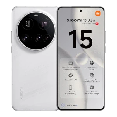 Abbildung von Xiaomi 15 Ultra Smartphone, 16+512GB, Weiß, Handy ohne Vertrag, 100mm 200MP Leica Kamera, 120Hz WQHD+ AMOLED Display, Snapdragon 8 Elite, 5410mAh, 90W HyperCharge, Hyper AI, Dual SIM