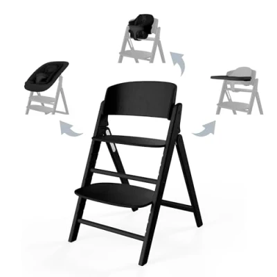 Abbildung von CYBEX Gold CLICK &amp; FOLD Hochstuhl 4in1 Set, Mitwachsend, Ab Geburt bis 99 Jahre, Inkl. Bouncer Nest, Baby Set und Tablett, Buchenholz/Baumwolle/Kunststoff, Stunning Black