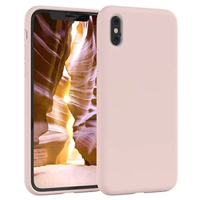Abbildung von EAZY CASE Premium Silikon Handyhülle kompatibel mit iPhone X/XS, Slimcover Kameraschutz und Innenfutter, Silikonhülle, Schutzhülle, Bumper, Handy Case, Hülle, Softcase, Altrosa, Rosa