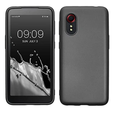 Abbildung von kwmobile Case kompatibel mit Samsung Galaxy Xcover 5 Hülle Schutzhülle aus Silikon metallisch schimmernd Handyhülle Metallic Grau