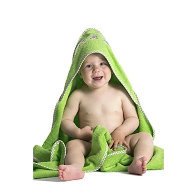 Abbildung von ZOLLNER Baby Kapuzenbadetuch, Kapuzenhandtuch, 100x100 cm, Baumwolle, grün