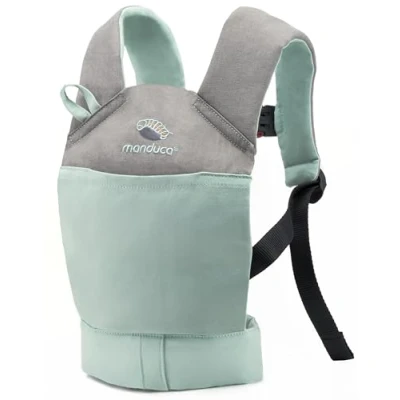 Abbildung von manduca DollCarrier Puppentrage für Kleinkinder ab 18 Monaten Puppenzubehör Jungen und Mädchen zum Tragen von Kuscheltier Puppe Einheitsgröße, Mint