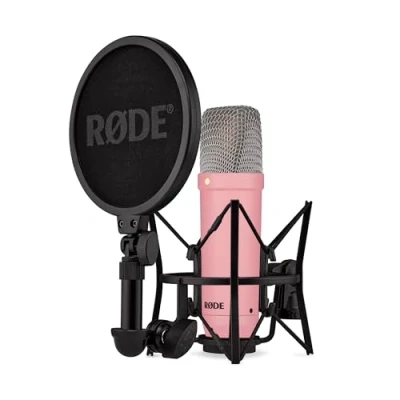 Abbildung von RØDE NT1 Signature Series Großmembrankondensatormikrofon mit Schockhalterung, Popschutz und XLR Kabel für Musikproduktion, Gesangsaufnahmen, Streaming Podcasting (Blau)