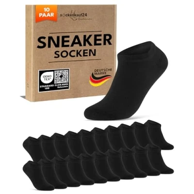 Abbildung von 10 Paar Sneaker Socken Herren Damen Baumwolle Komfortbund ohne Naht 70102T WP (Schwarz 43 46)