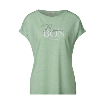 Abbildung von Street One Damen A322703 T Shirt mit Wording, Soft Jade Green, 44