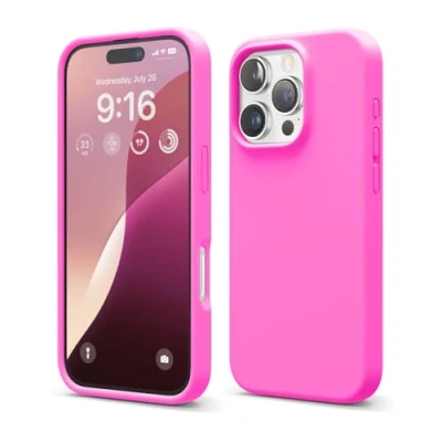 Abbildung von elago Premium Liquid Silikon Hülle Kompatibel mit iPhone 16 Pro Hülle, Ganzkörper Handyhülle, Stoßfest, Schlanke Kratzfester weicher Mikrofaser Innenfutter, 6.3 Zoll (Leuchtende Rot)