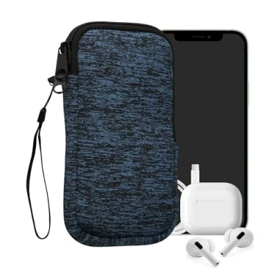 Abbildung von kwmobile Handytasche für Smartphones XXL 7&quot; Neopren Handy Hülle Deep Ocean Schwarz Tasche 17,7 x 8,5 cm Innenmaße