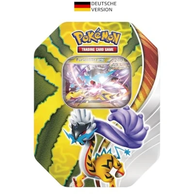 Abbildung von Pokémon Sammelkartenspiel: Tin Box Paradox Schicksale: Furienblitz ex (1 holografische Promokarte &amp; 4 Boosterpacks)